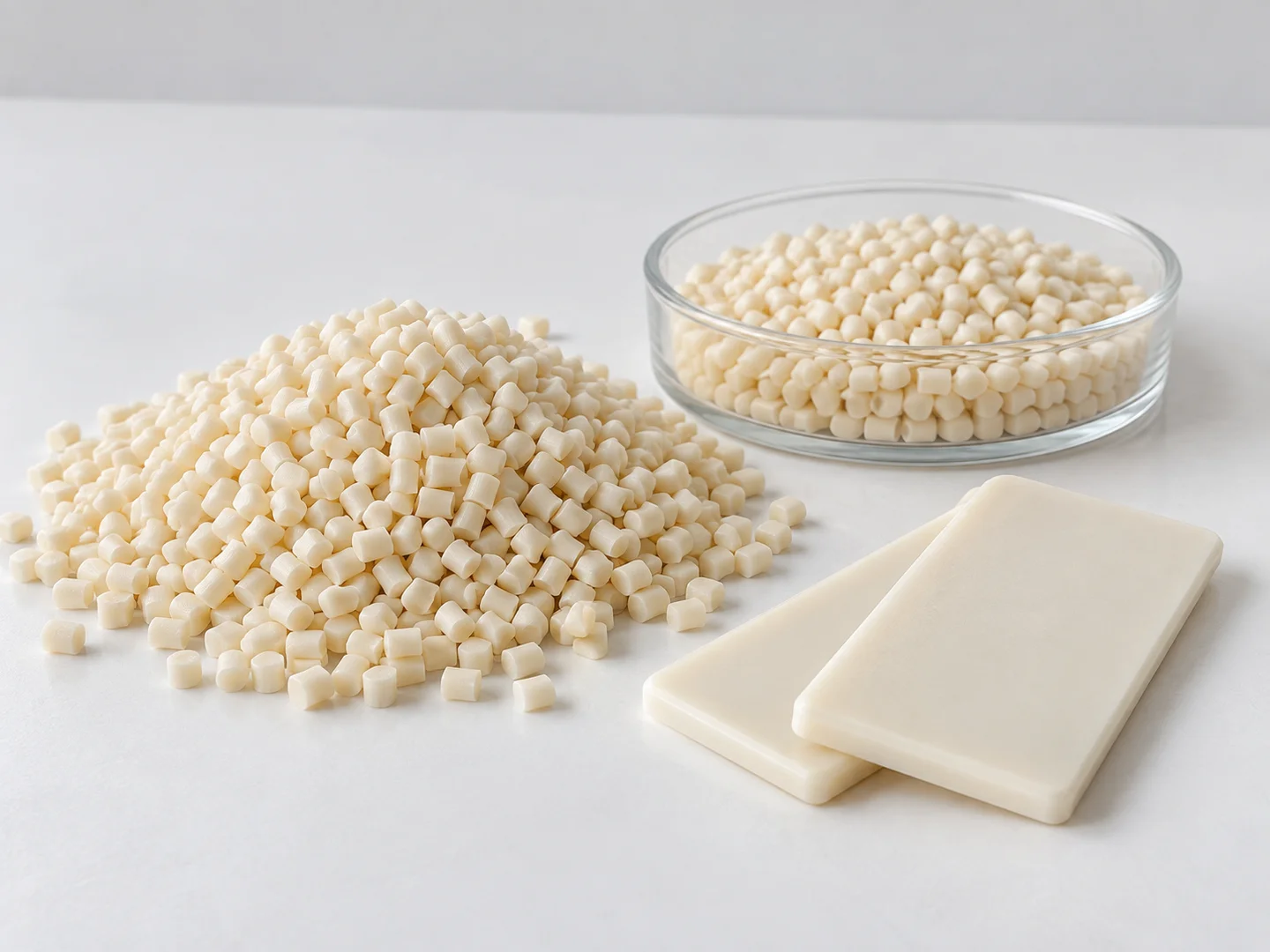 PFM masterbatch samples and molded plaques application illustration