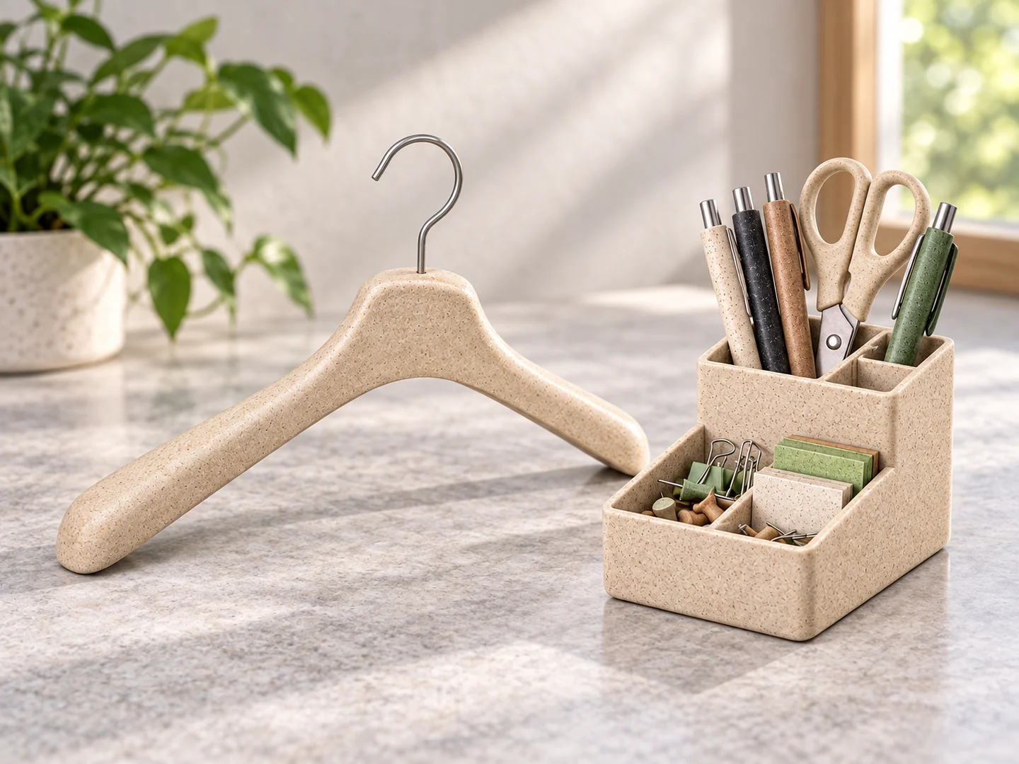 Clothes hanger and office stationery application illustration