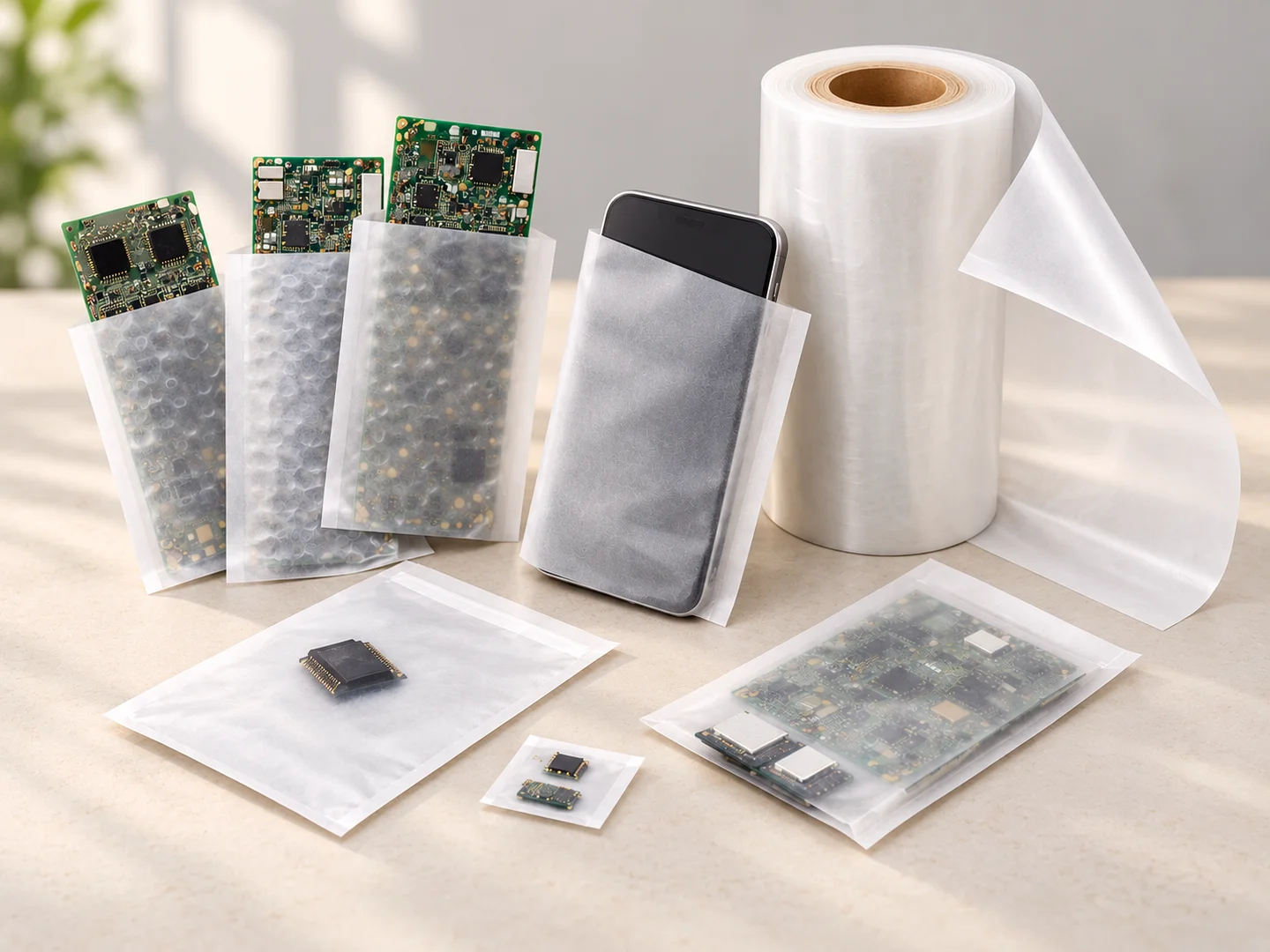 Electronic component pouches application illustration